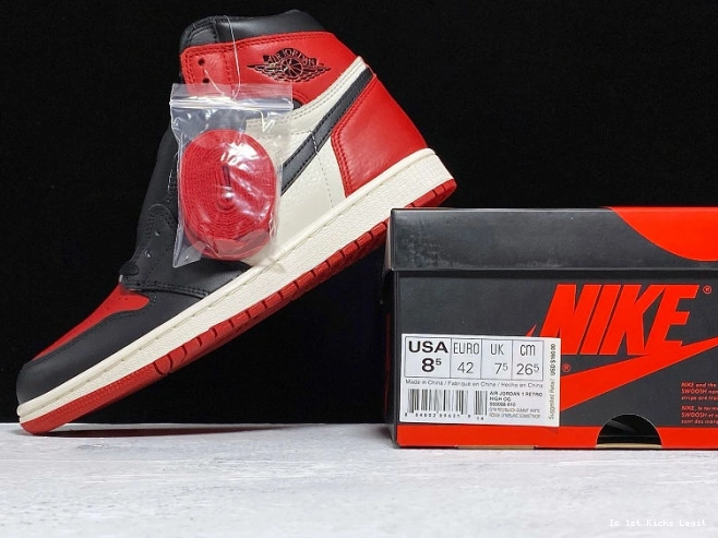 Jordan Air 1 Retro Bred High Toe OG 555088-610 0812